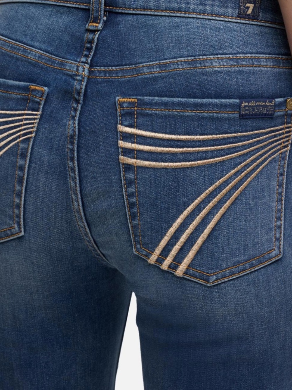 Women's Tailorless Dojo Mid Rise Flared Jean. Dark Blue. - Picture 2 of 5